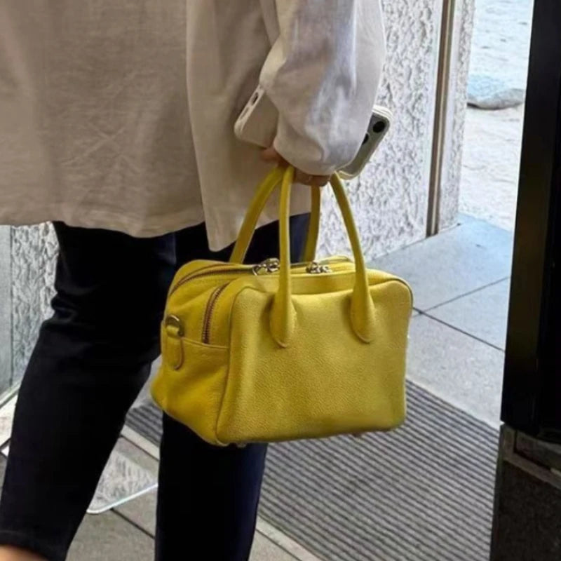 Litchi Texture Bowling Bag Commuter Versatile Single Shoulder Slant Cross Bag for Women