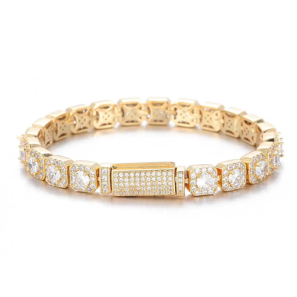 Iced Out Colorful Star Chain With Tennis Bracelet