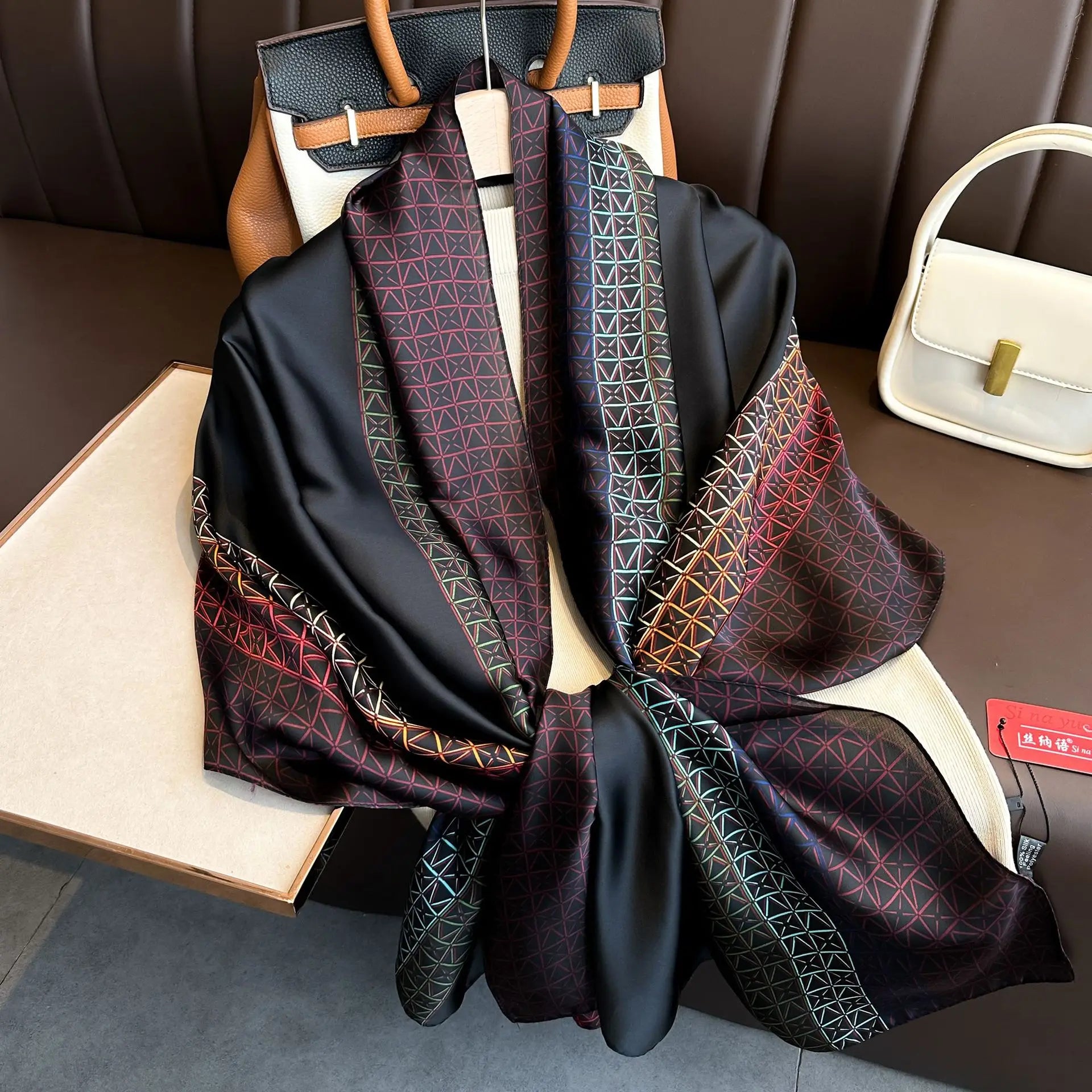 Luxury Brand Silk Scarves Women Fashion Print 180X90CM Long Silk Headscarf