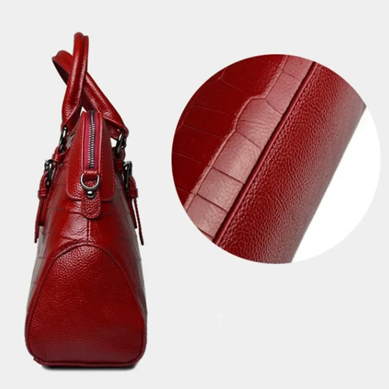 Genuine Leather Handbag Women Messenger Tote Shoulder Bag