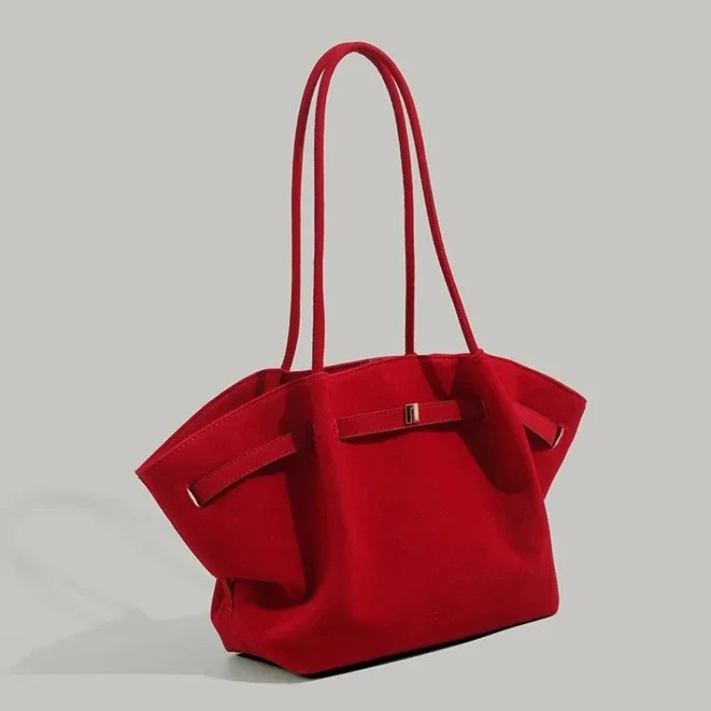 Large Capacity Handbag Chamois Leather Frosted Dumpling Bag High-End Feel Shoulder Bag