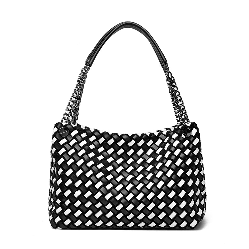 High Quality Chain Woven Soft Pu Leather Women's Tote Bag