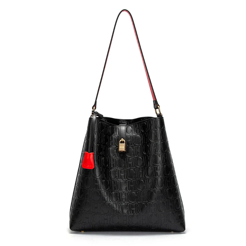Leather Shoulder Bags Vintage Inspired Designs Gold-Toned Locks Textured Straps