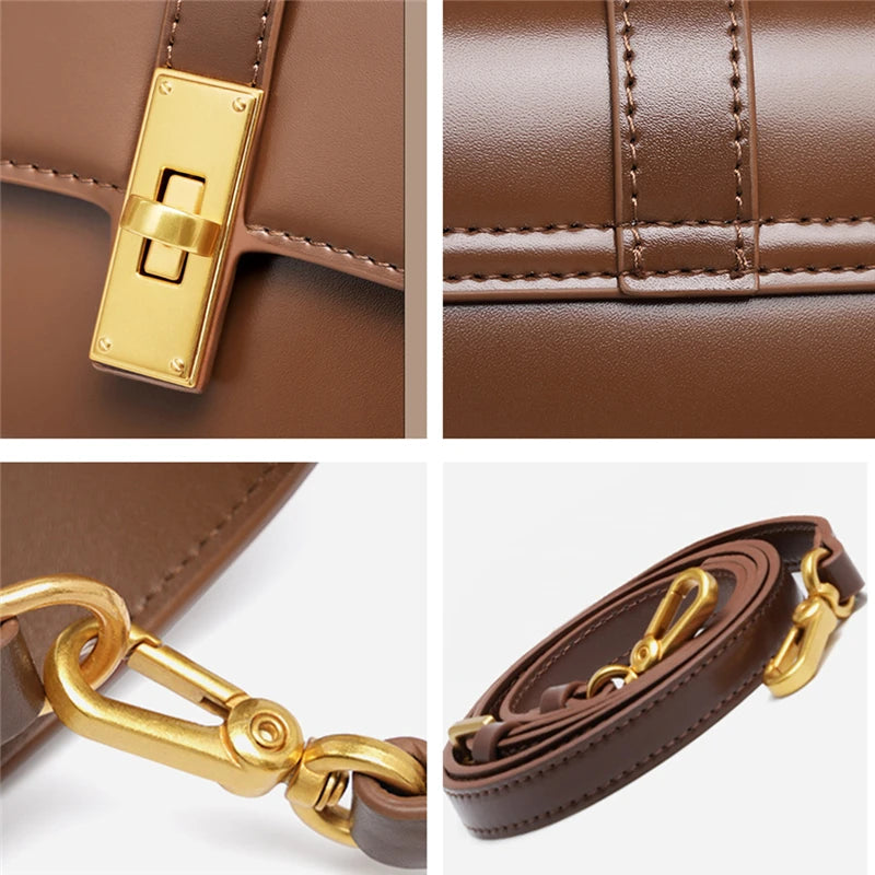 Genuine Leather Small Underarm Bag Women Retro Purse