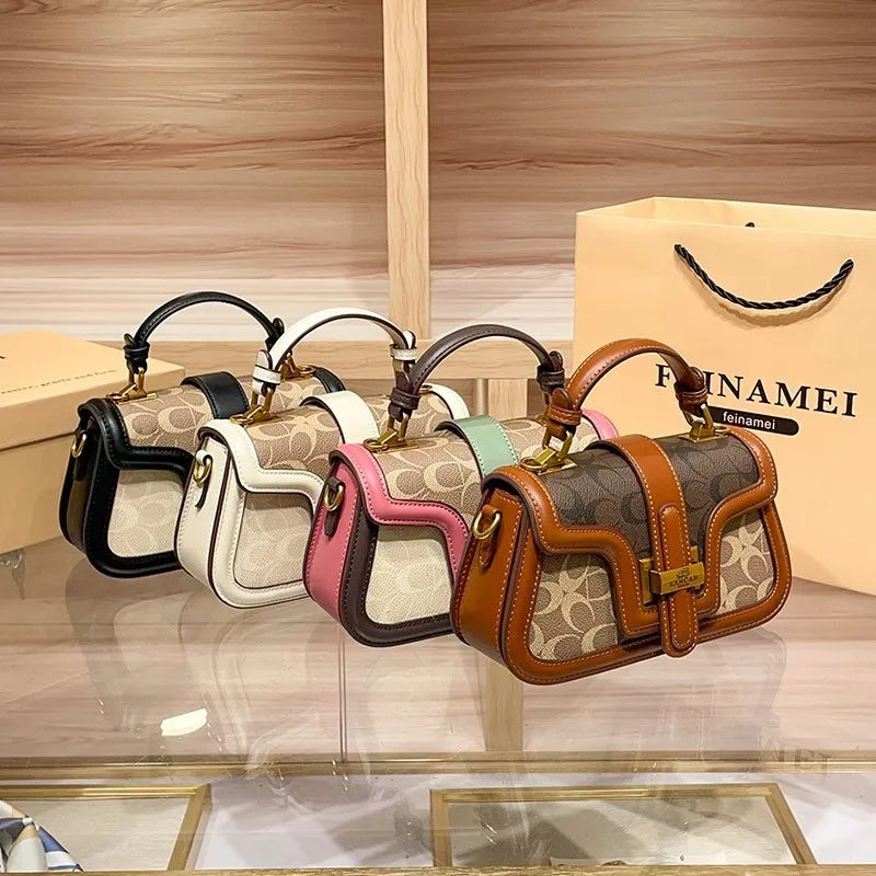 Light luxury niche design contrasting color saddle bag high-end handbag crossbody bag