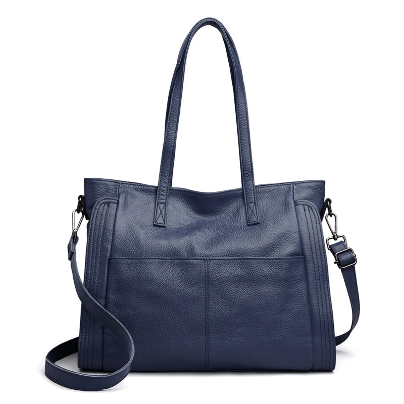 Genuine Leather Women's Handbags 14 Inch Laptop Capacity