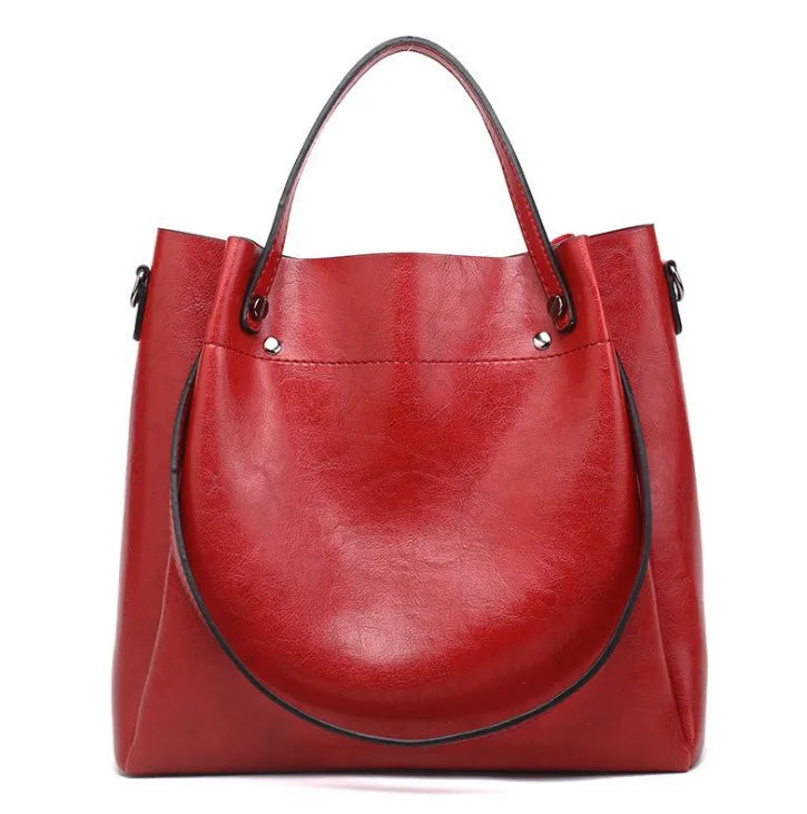 Fashionable Large Women's Shoulder Bag Handbag Oil Leather Crossbody Bag