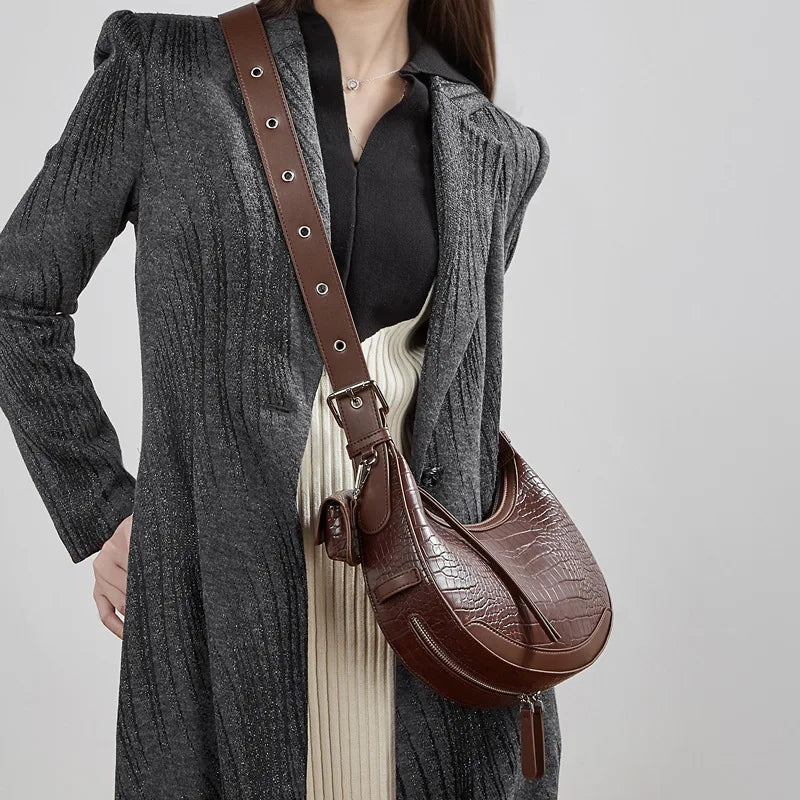 Genuine leather Crossbody Bag Fashion Crocodile Pattern Handbag