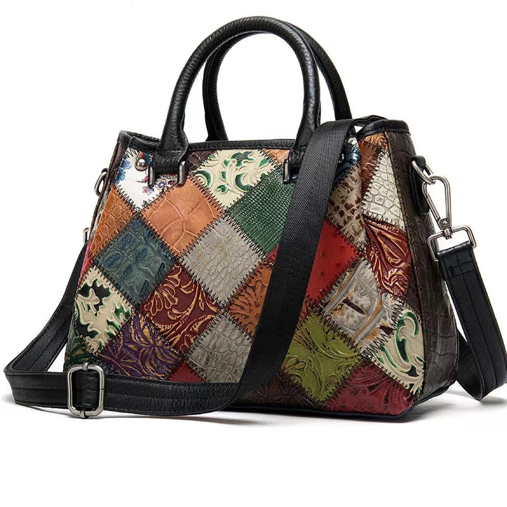 Genuine leather handbag fashionable ethnic style cowhide leather bag