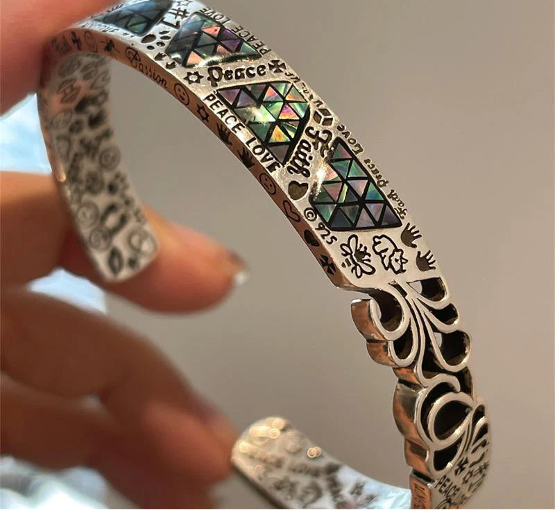 Geometric Graffiti Cuff Bracelet For Women Punk Fashion Jewelry Gift Bracelet