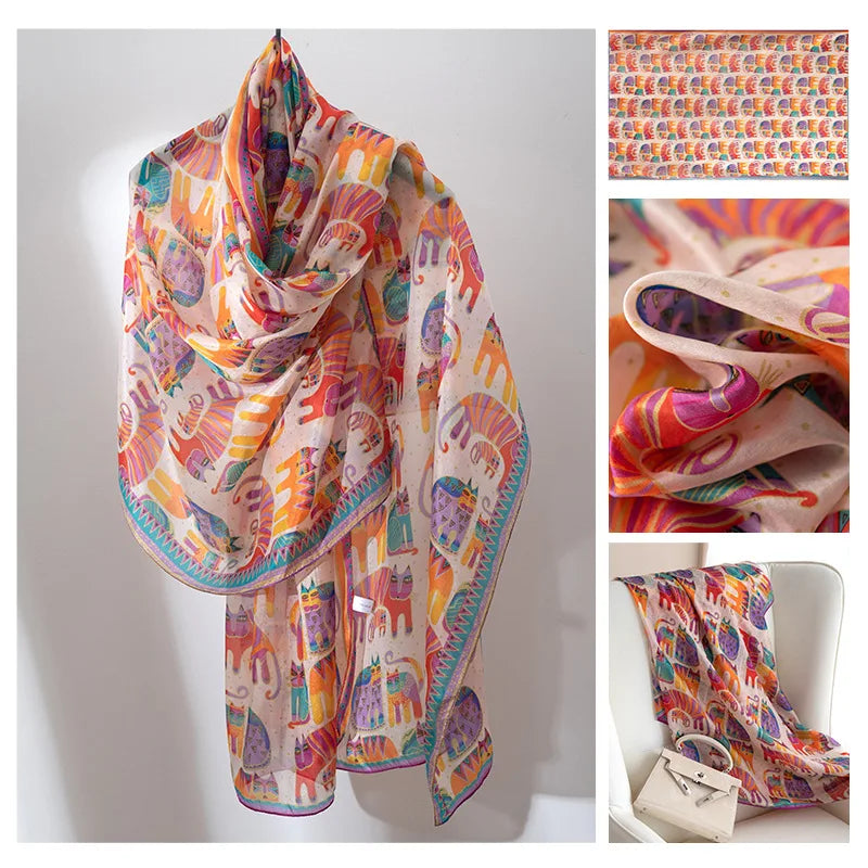 Luxury 100% Mulberry Silk Scarf Thin Breathable Shawl