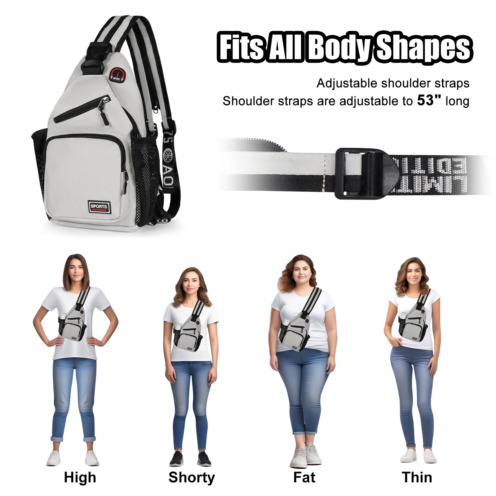 Women Chest Bags Adjustable Backpack Single Shoulder Bag With Earphone Hole