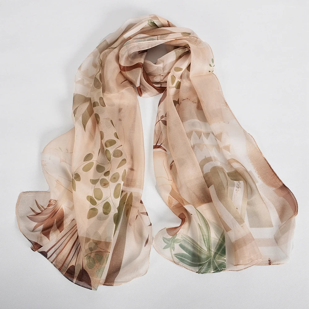 Chiffon Pure Silk Ladies Scarf Long 100% Silk Shawl