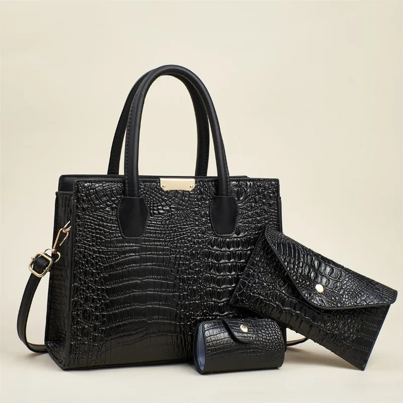 Crocodile Pattern Leather Handbag Fashion Messenger Bag