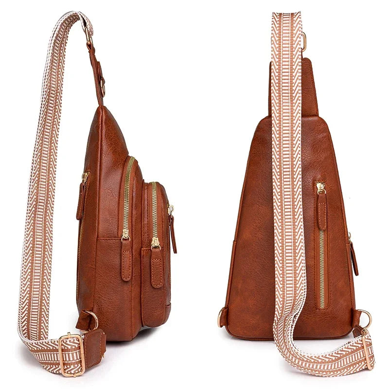 Women Bag Fashion Sling Bag High Quality PU Leather Pack Crossbody Chest Bag