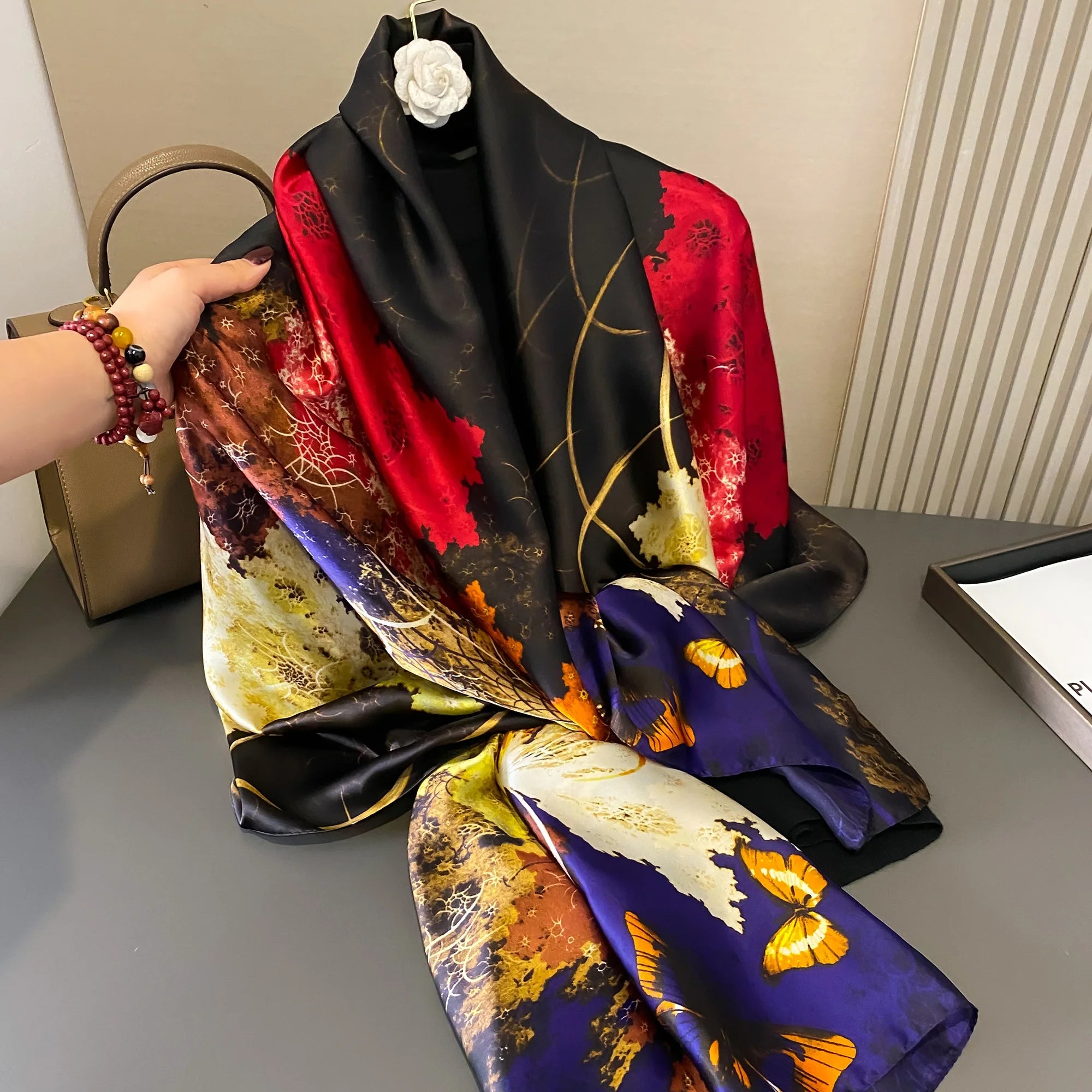 180*90cm Luxury Brand Women Scarf Summer Silk Shawl Lady Wrap Soft Design
