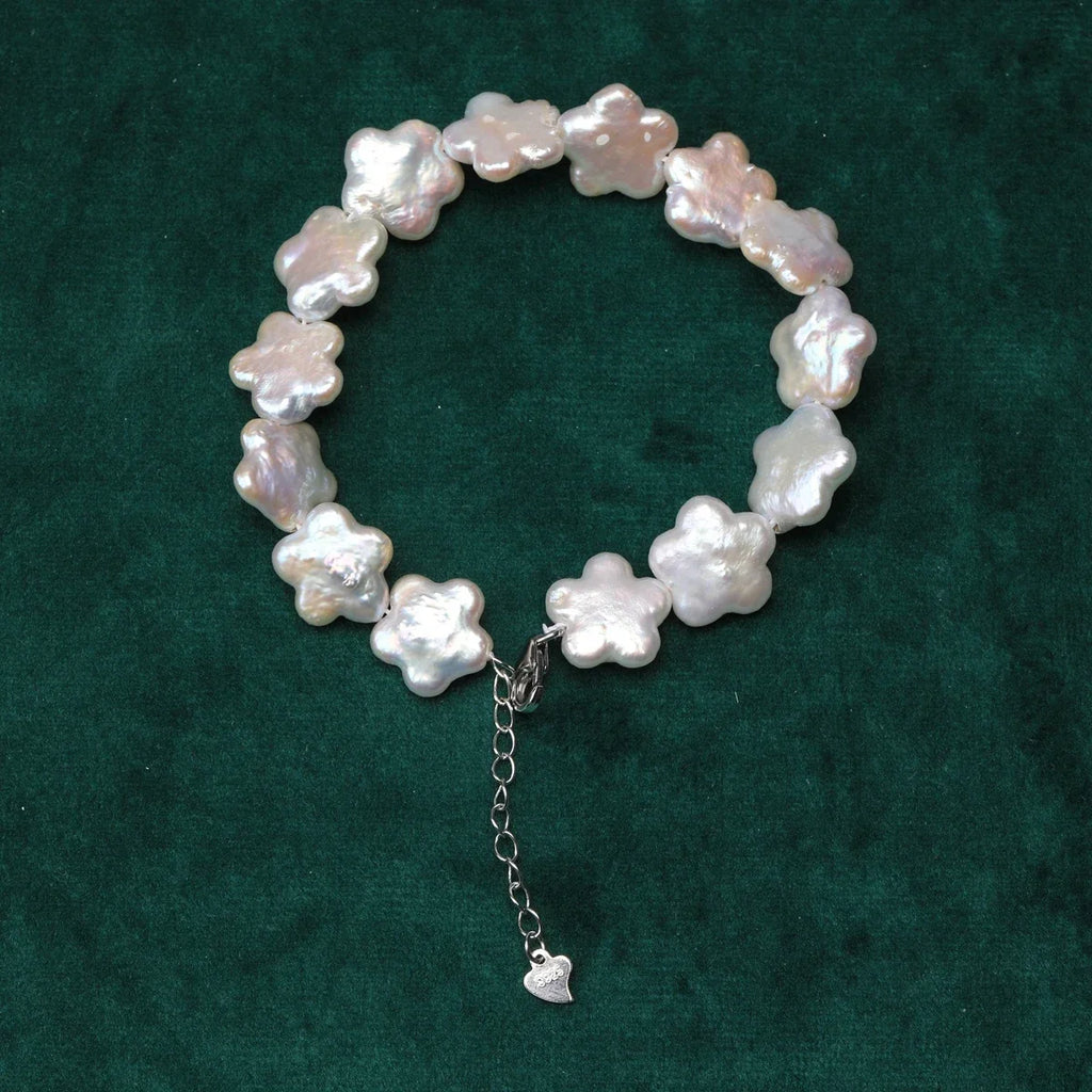 Freshwater Plum Blossom Baroque Flower Pearl Bracelet