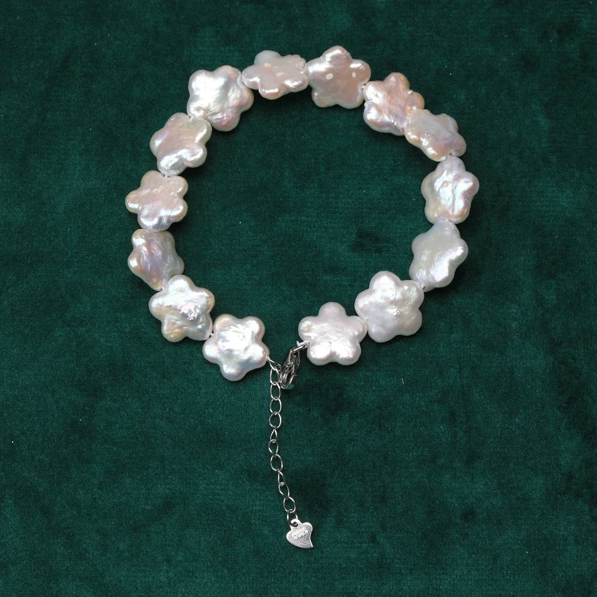 Freshwater Plum Blossom Baroque Flower Pearl Bracelet