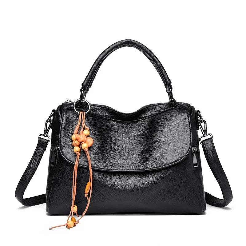 Soft PU leather women's handbag large-capacity shoulder bag