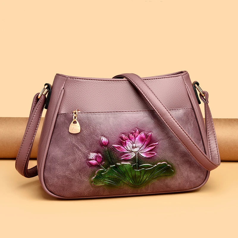 Fashion Luxury Women Tote Bags Designer Flower PU Leather Shoulder Crossbody Bag