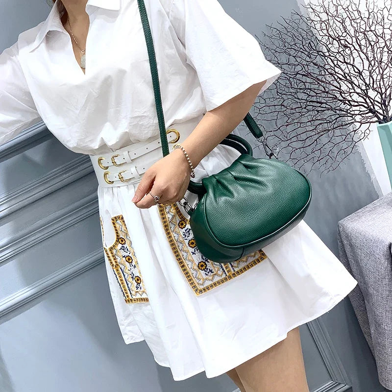 Luxury Design Cowhide Leather Shoulder Bag Women's Handbag