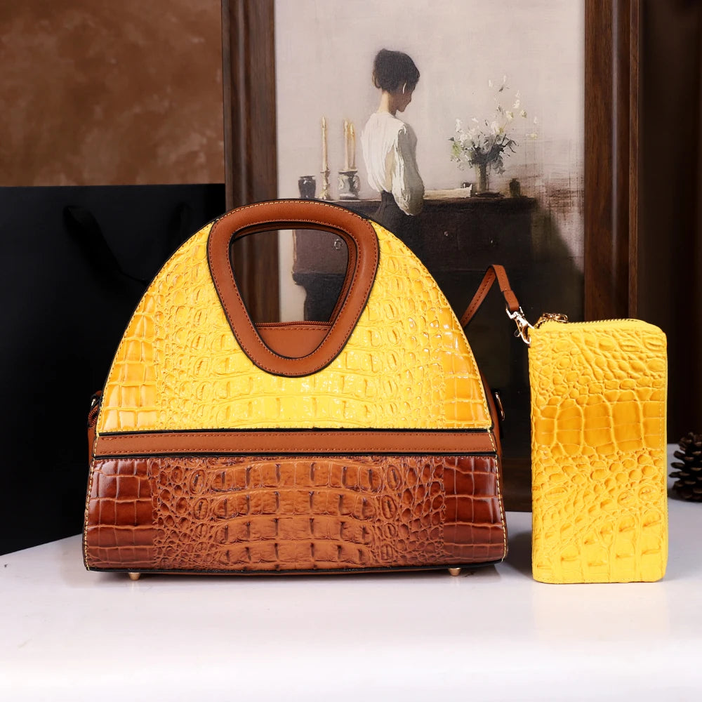 Crocodile Pattern Hand-held Versatile Elegant Crossbody Bag