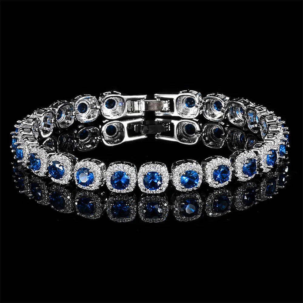 Retro 4*4mm Ruby Emerald Sapphire Bracelets for Women Gemstone Fine Jewelry