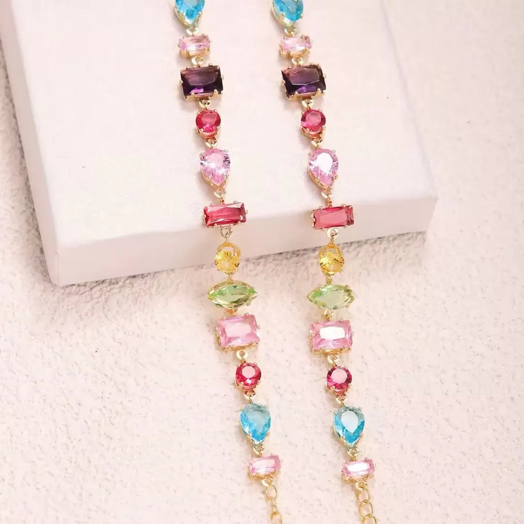 Rainbow Cubic Zirconia Tennis Bracelet 18K Gold Plated