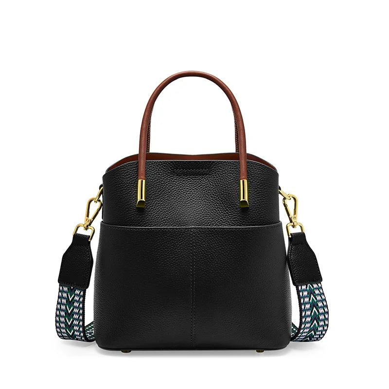 Genuine Leather Top Quality Bucket Bag Versatile Leather Tote