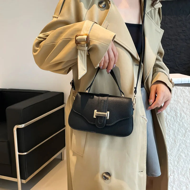 Fashionable Minimalist Crossbody Bag Solid Color Square Purse Simple Design Bag