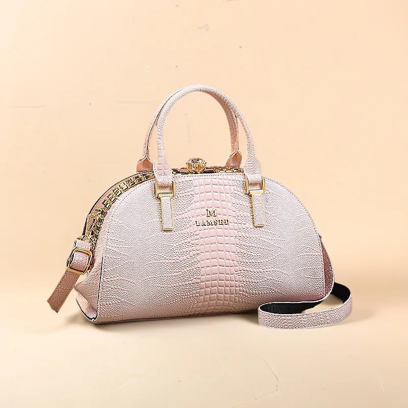 Women's Fashion Crocodile Pattern Shoulder Crossbody Bag Retro Shell Handbag