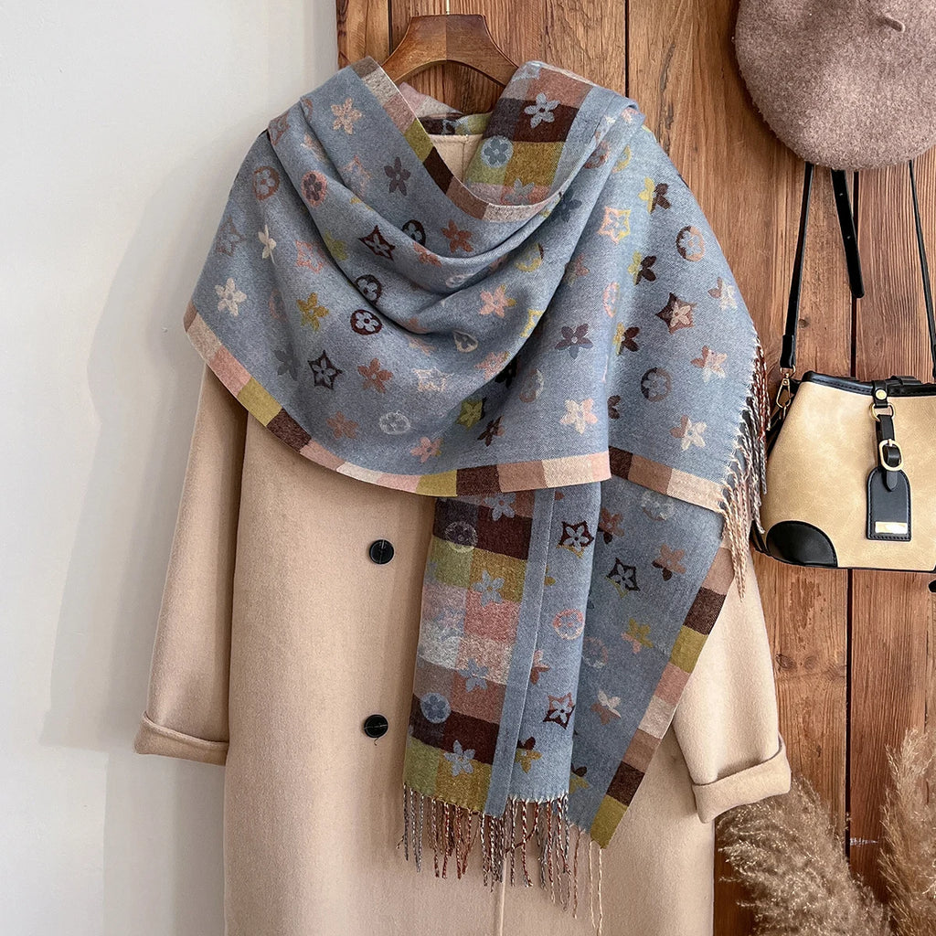 National Style Cashmere Scarf Winter Women Pashmina Shawls Warm Blanket Wraps