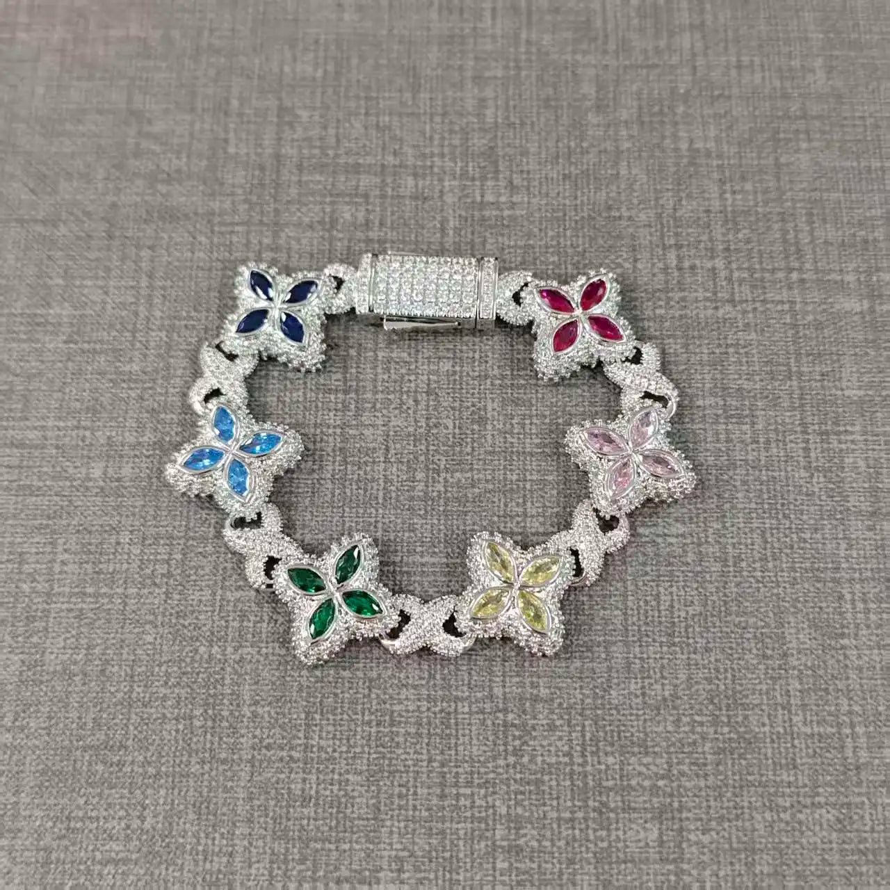 Iced Baguette CZ Floral Infinity Bracelet Jewelry