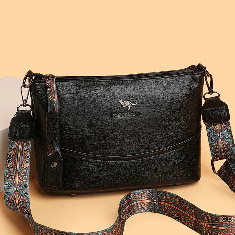 Solid Color Luxury Designer High Quality Leather Handbag Purses Multifunctional