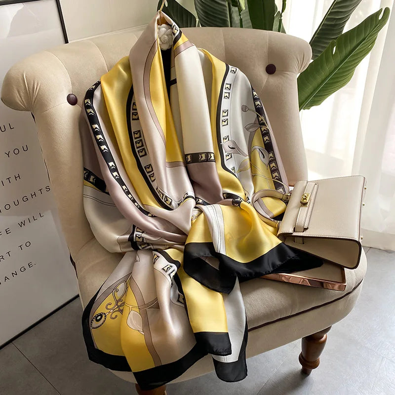 180*90cm Luxury Brand Women Scarf Fashion Print Silk Scarves Summer Shawls Wraps