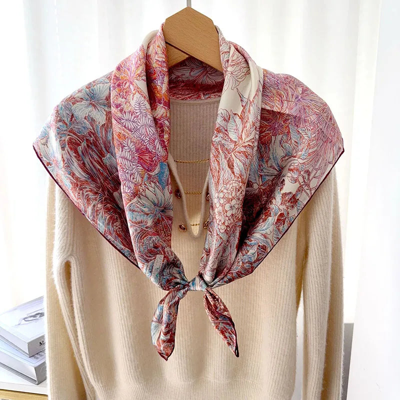 Large Square 100% Silk Scarf Neckerchief 90 Natural Silk Scarves