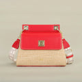 Trendy Crossbody Bag Pure Color Simple Woven Design Suction Buckle Flap Bag