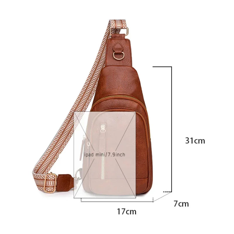 Women Bag Fashion Sling Bag High Quality PU Leather Pack Crossbody Chest Bag