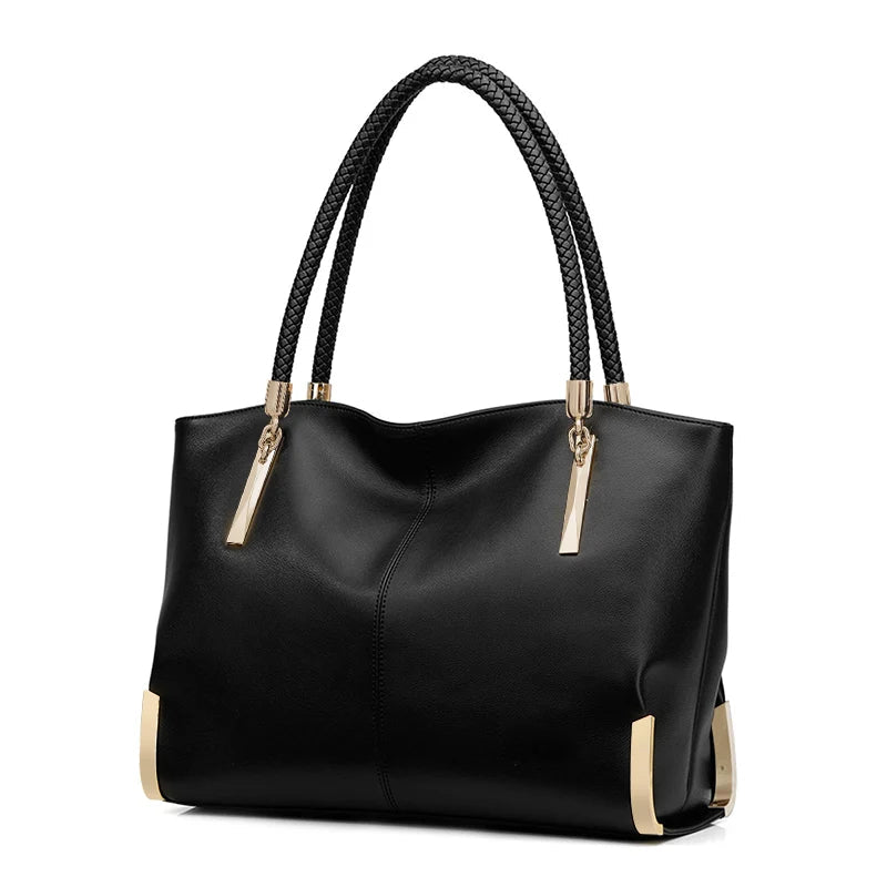 Stylish Women Cowhide Leather Handbag Luxury Design Shoulder Bag