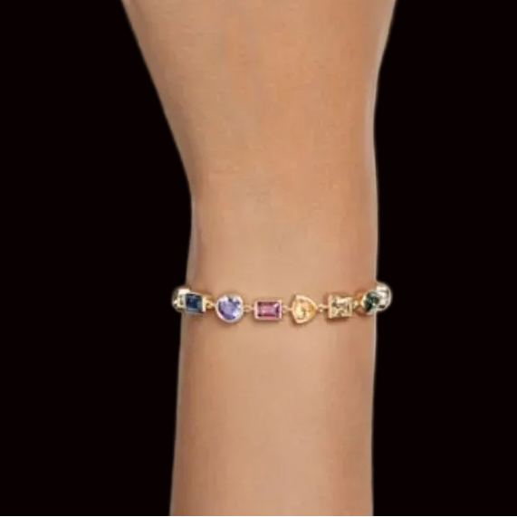Fashionable Multi-colored geometric zircon bracelet