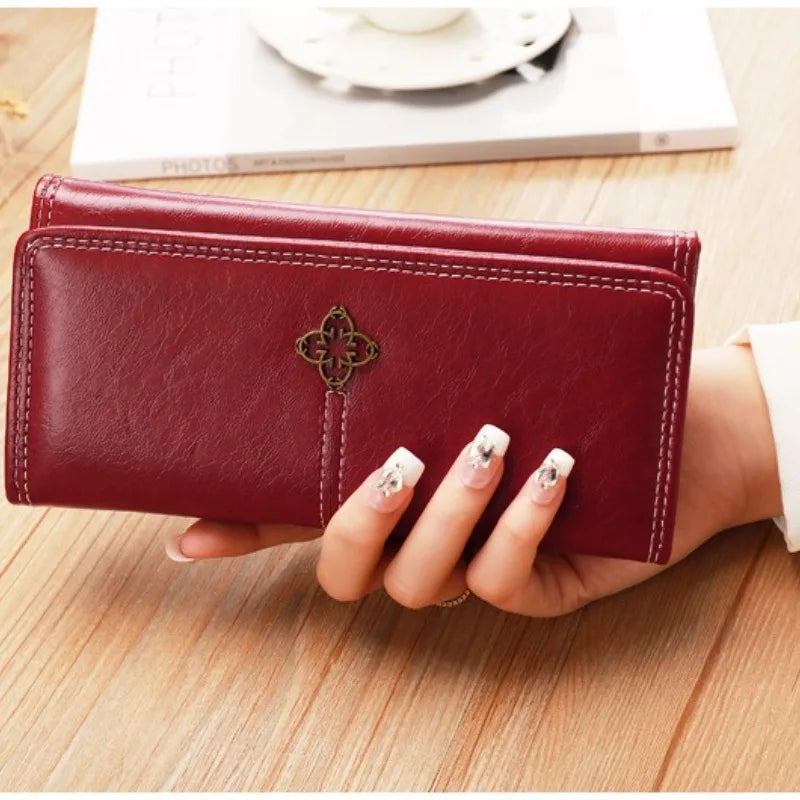 Long Leather Multi Card Slots Large Capacity Vintage Wallet
