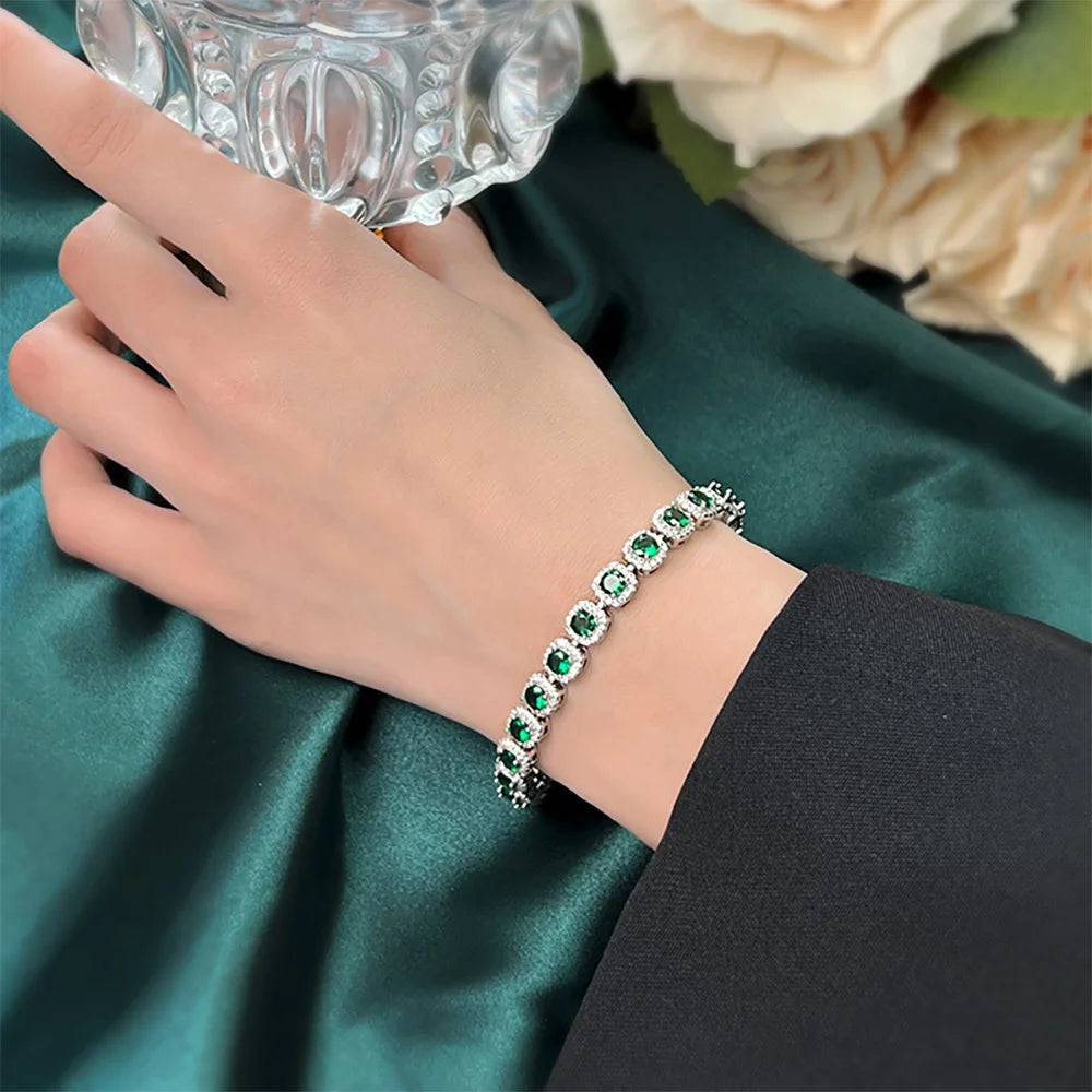 Retro 4*4mm Ruby Emerald Sapphire Bracelets for Women Gemstone Fine Jewelry