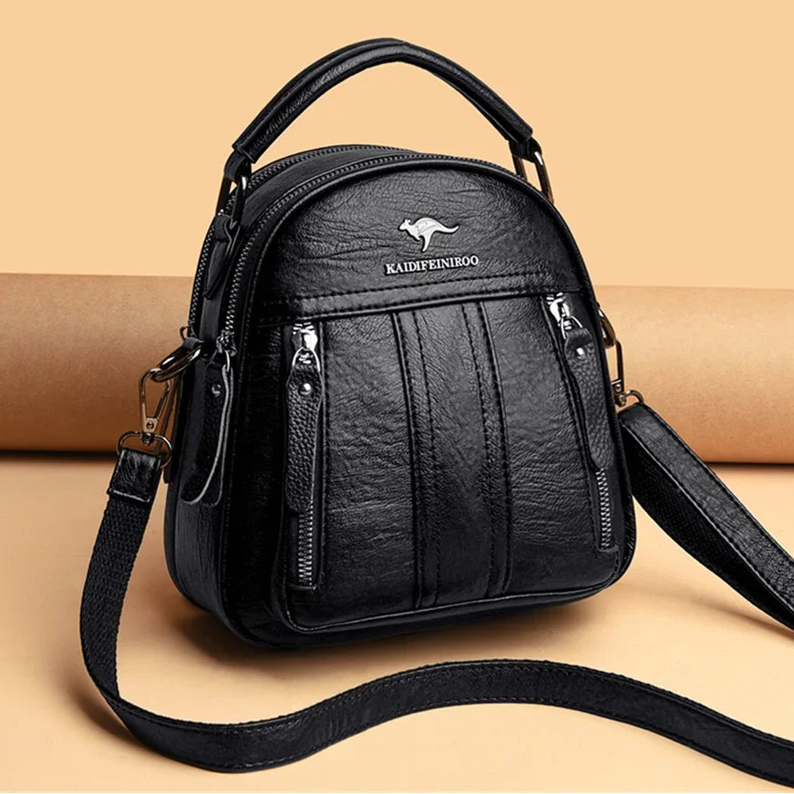 Leather Backpacks Multifunction Female Shoulder Bag Fashion Small Backpack