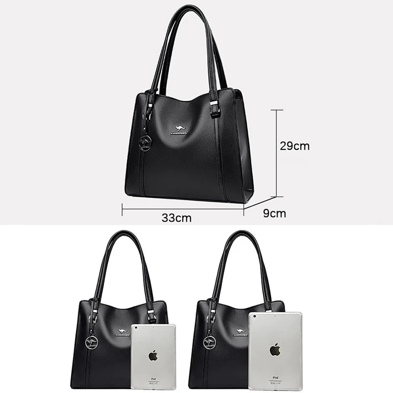 Genuine Soft Leather Handbags for Women Vintage Shoulder Tote Bag Luxury Design
