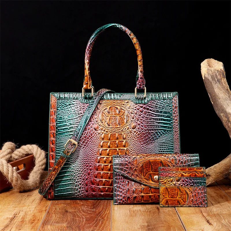 Trendy Vintage Crocodile Pattern Handbag Fashion Design