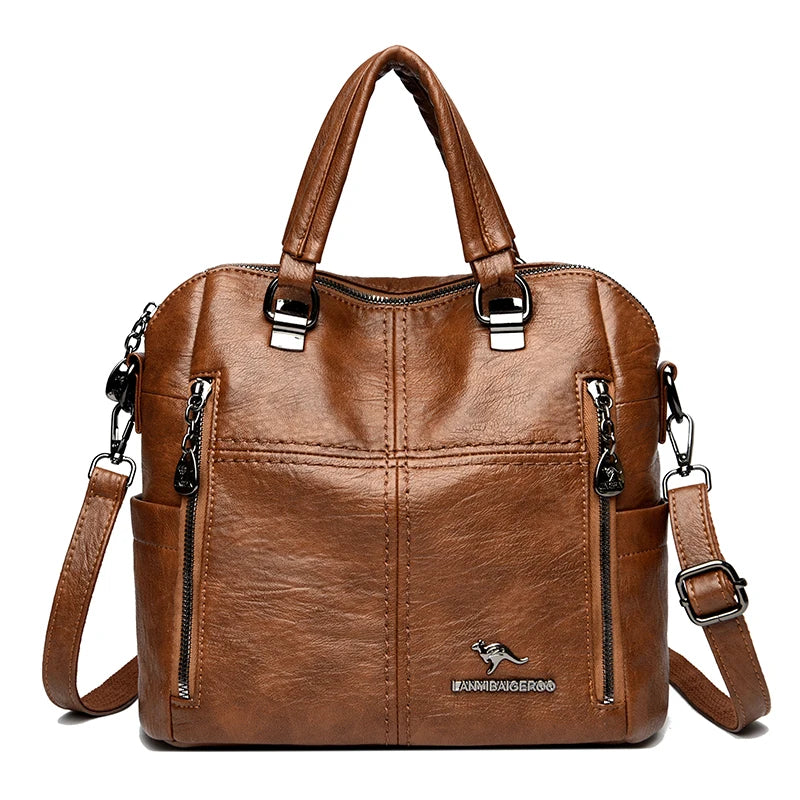 Large Capacity Fashionable Casual Simple Retro Shoulder Crossbody Backpack