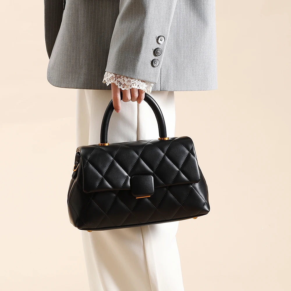 Diamond grid handbag fashionable versatile high-end feel handbag