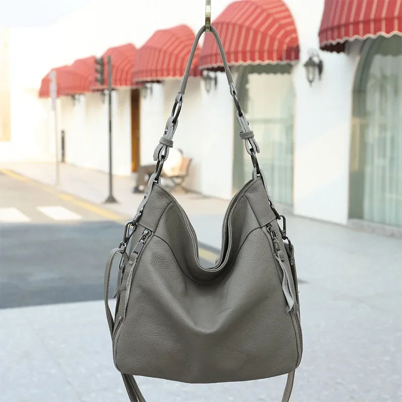 High Quality Women's Real Cow Leather Luxury Handbag Large Capacity Shoulder Bag