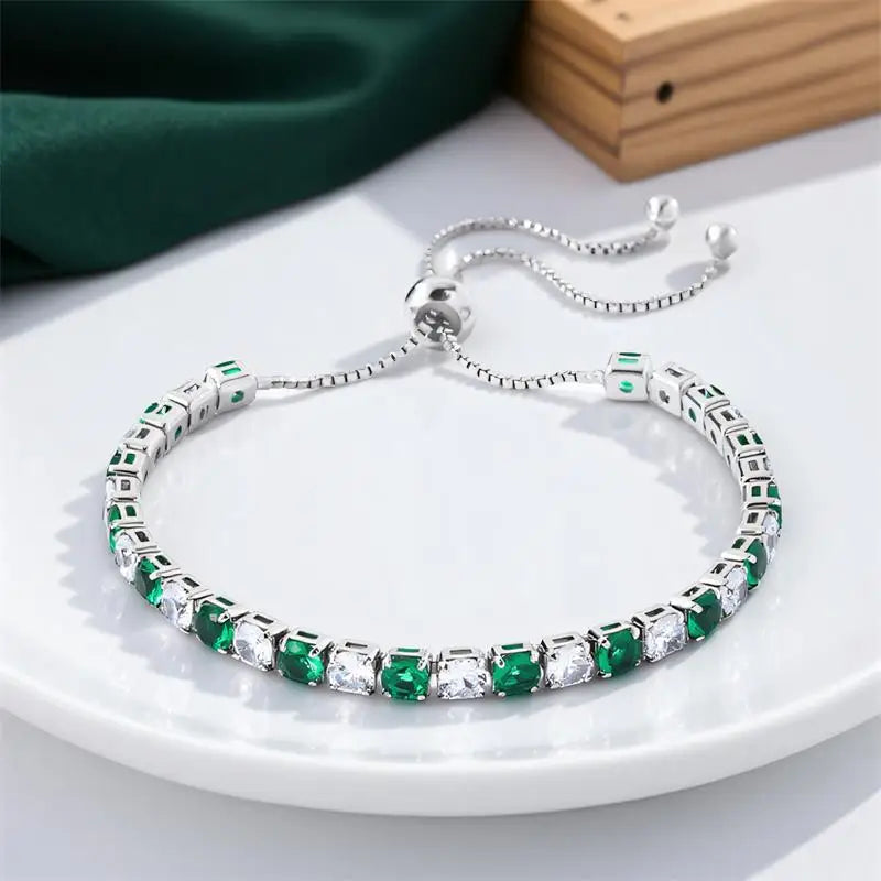 Multicolor Crystal Rainbow Zircon 4mm Round Stone Tennis Bracelets For Women