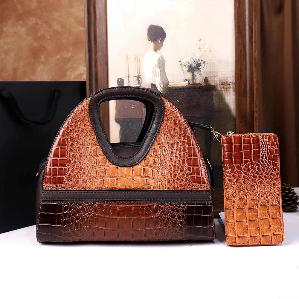 Crocodile Pattern Hand-held Versatile Elegant Crossbody Bag
